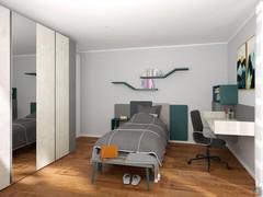 Progetto d'arredo per cameretta di 14 mq - render