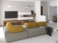 Progettazione 3D Open Space - render soggiorno