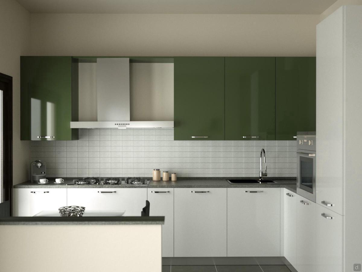 Progetto per cucina ad angolo completa - render