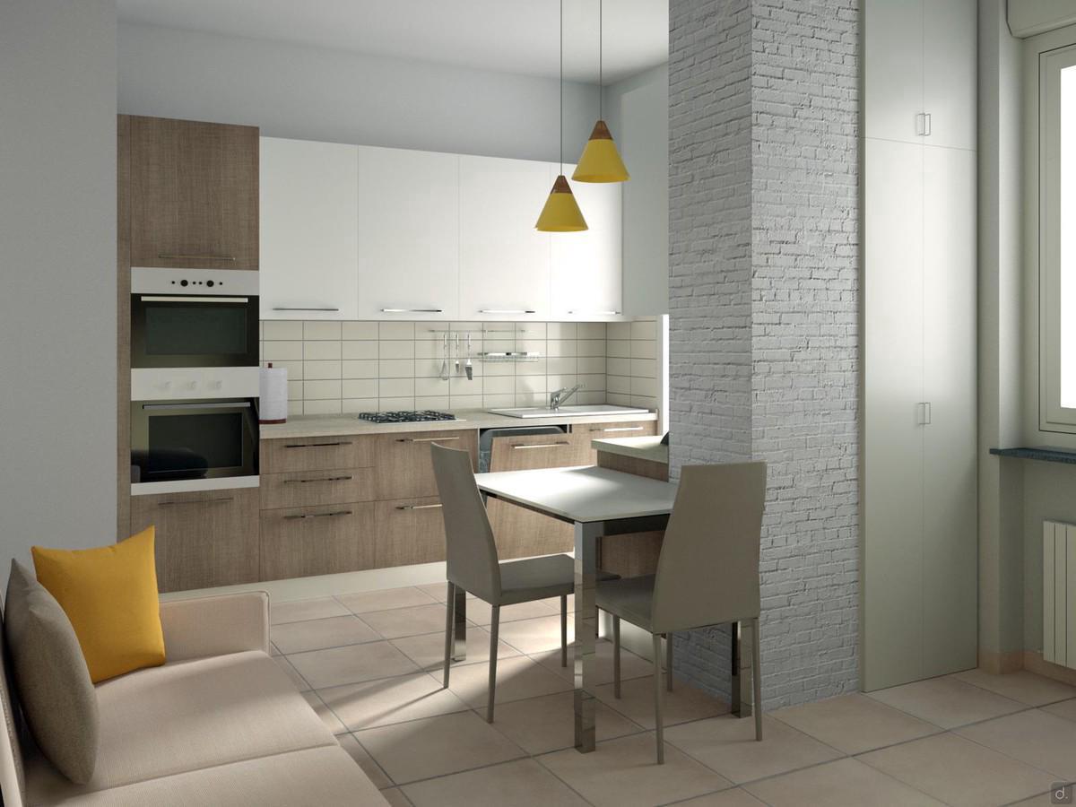 Soluzione per arredare un open space di 20 mq - render vista 1