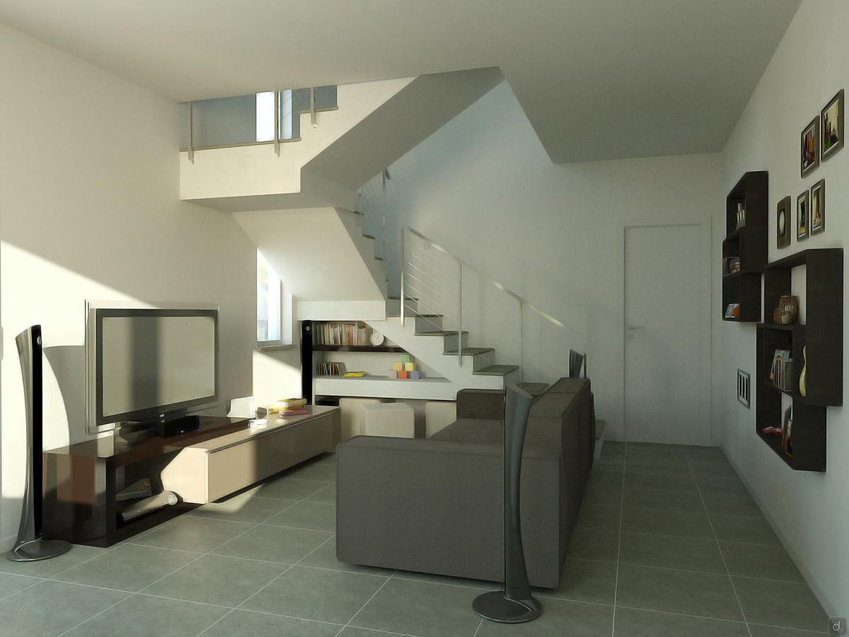 Progettazione per soggiorno di 25 mq - render