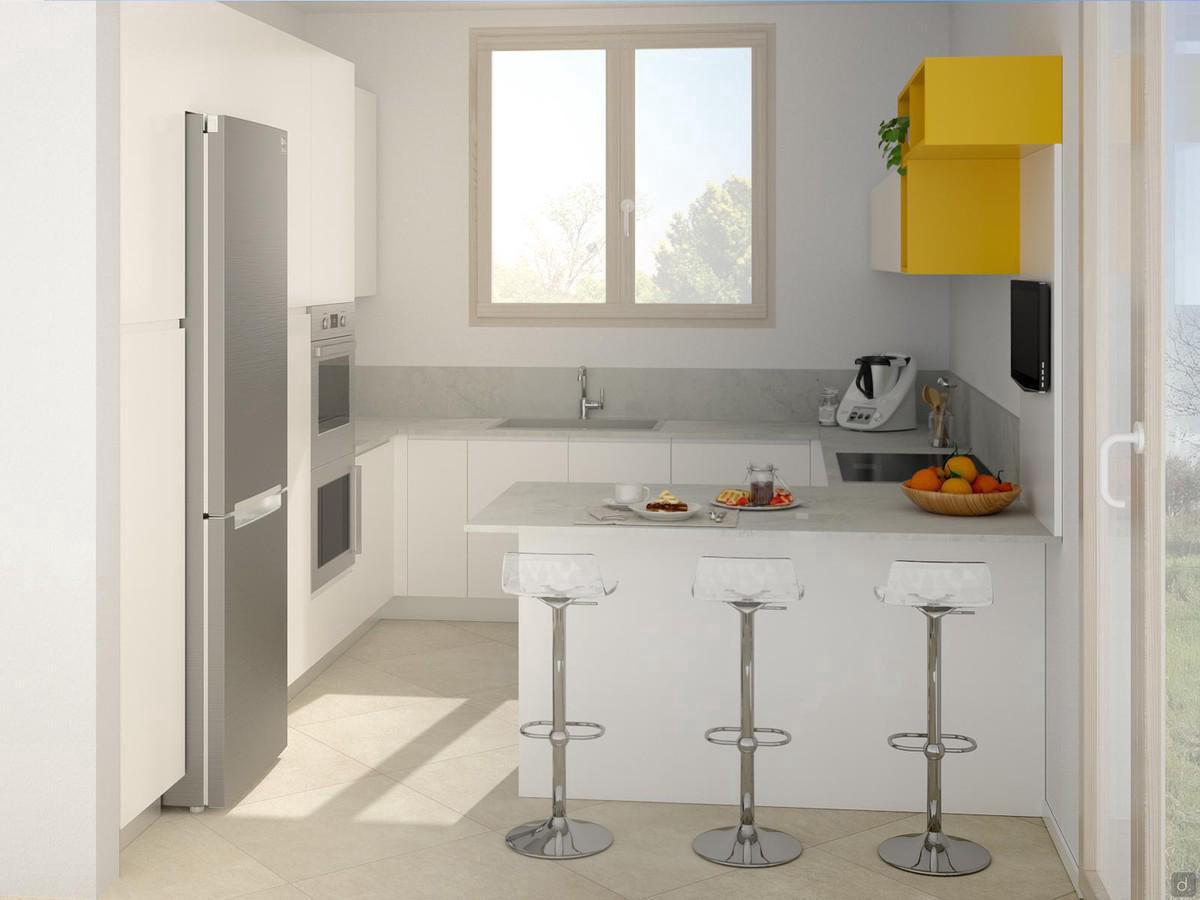 Progetto per cucina a U di 11 mq - render