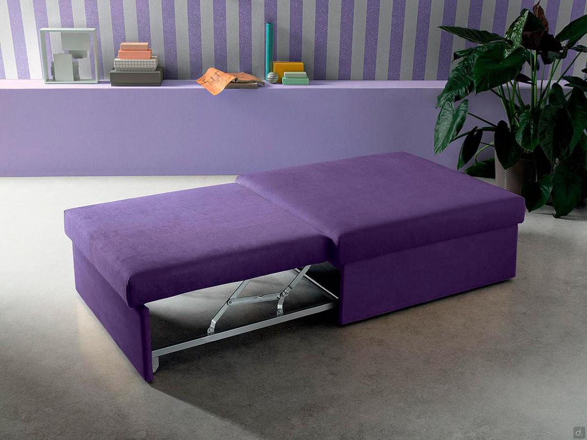 Pouf Rosella trasformato in modo pratico e veloce in letto singolo