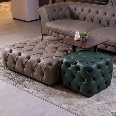 Pouf capitonné moderno Bellagio disponibile quadrato o rettangolare