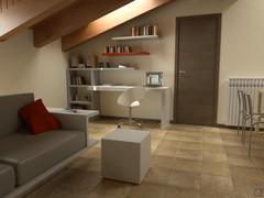 Progettazione 3D Open Space - render zona home office