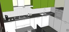 Progettazione 3D Cucina - particolare disposizione piano cucina