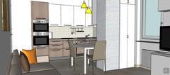 Progettazione 3D Open Space - vista zona cucina