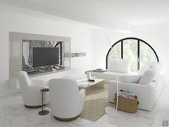 Progettazione 3D Open Space - render salotto