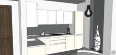 Progettazione 3D Open Space - vista cucina