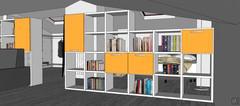 Progettazione 3D Open Space - dettaglio libreria bifacciale