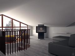 Progettazione 3D Open Space - render zona relax