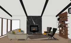 Render progetto salotto con arredi selezionati dagli Interior Designer diotti.com secondo le richieste dei Clienti.