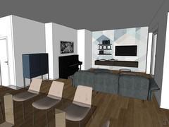 Render zona giorno dell'appartamento