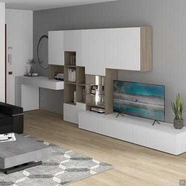 Progetto per arredare una parete del soggiorno - render