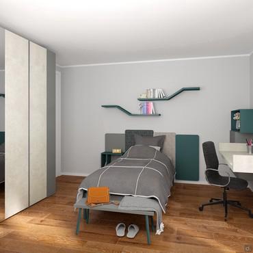 Progetto d'arredo per cameretta di 14 mq - render