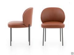 Sedia imbottita di design con gambe in metallo Rakel, rivestita in similpelle Cognac