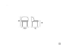 Sedia imbottita di design con gambe in metallo Rakel - Schema dimensioni