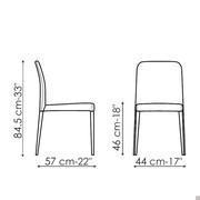 Sedia imbottita senza braccioli modello Deli - Modello e Dimensioni