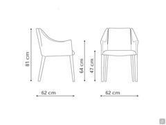 Poltroncina con braccioli interamente rivestita Vela di Bonaldo - schema dimensioni