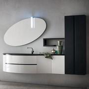 Specchiera da bagno ellittica Helly con faretto Poppy