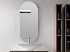 Specchio da bagno ovale con faretto Led Sampi, faretto mod. Poppy