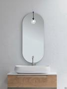 Specchio da bagno ovale con faretto Led Sampi, faretto mod. Delta