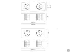 Schemi e dimensioni del tavolo Waterfall nei modelli con basamento doppio