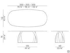 Schema dimensionale tavolo Bon Bon a botte