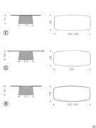 Tavolo da pranzo per 10 persone Atrium di Cattelan - schema dimensionale: F) piano in legno con bordi bisellati G) piano in legno con angoli smussati H) Masterwood