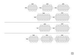 Prora table with solid wood top - Table seats scheme