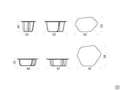 Tavolino Gravel - schema modelli e dimensioni