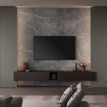 Lounge TV, meuble suspendu et colonnes de rangement