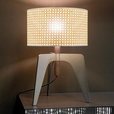 Petite lampe de table lampe de chevet avec base en bois diamant à côté de  la lampe, E27 parfait pour chambre à coucher, salon ou bureau (sans ampoule)  