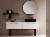 Mobile bagno con base in metallo nero N108 Frame, con doppio cestone e lavabo tuttofuori in ceramica