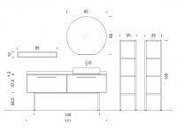 Mobile bagno con base in metallo nero N108 Frame - Schema e dimensioni della composizione