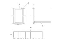 Buffet Lounge : 1) plateau fini de 1,8 cm d'épaisseur - 2) portes avec débordement de 1,7 cm au-dessus du plateau - 3) panneaux latéraux de fermeture assortis aux portes - 4) portes avec bande de jonction assortie - 5) exemple de modularité intérieure