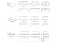 Canapé avec bibliothèque intégrée Phil de Bonaldo - Éléments linéaires, centraux et centraux avec plateau dans la version avec coussins Linear