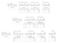 Canapé avec bibliothèque intégrée Phil de Bonaldo - Éléments d'extrémité (avec et sans plateau) et méridienness dans la version avec coussins Linear