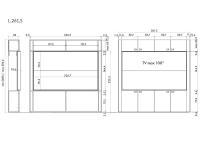 Mur de rangement du salon - Dimensions spécifiques mod. avec 4 portes inférieures et supérieures : 261,5 cm