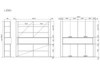 Lounge Compartiment ouvert - Dimensions spécifiques mod. avec 4 portes : 218,5 cm