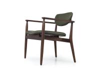 Fauteuil Victoria avec coussins en cuir et structure en bois finition Light Brown