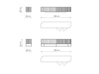 Meuble TV Dune - dimensions avec socle bas et pied métallique haut