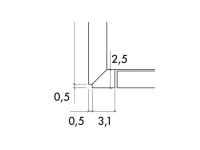 Schémas dimensionnels du panneau latéral à fermeture latérale, conçu pour surmonter le côté d'origine de l'armoire et se trouver au même niveau que les portes battantes