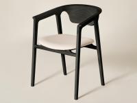 Chaise Ashina en bois massif de frêne noir avec assise avec siège habillé