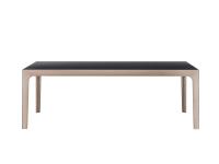 Table extensible en noir et bois Gualtiero disponible dans les largeurs 180 et 220 cm, avec rallonges cachées à l'intérieur de la structure le long des petits côtés