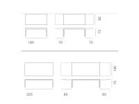 Dimensions de la table Gualtiero pour les modèles 180 et 220 cm