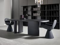 Table en forme de tonneau design entièrement en bois Padiglioni de Bonaldo