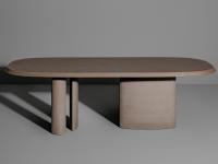 Table en forme de tonneau design entièrement en argile talochée Padiglioni de Bonaldo, une finition spéciale hautement matiérée