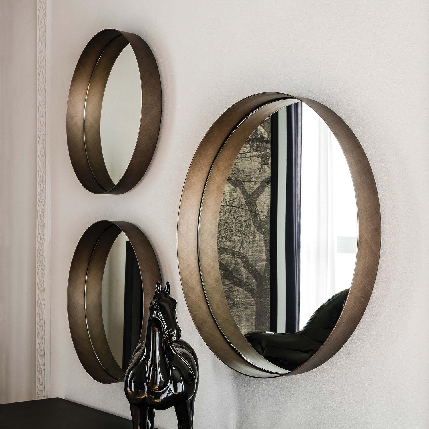 Specchio Decorativo da Parete Rotondo 60cm Specchio Vintage da Parete con  cornice vetro argento fume specchio