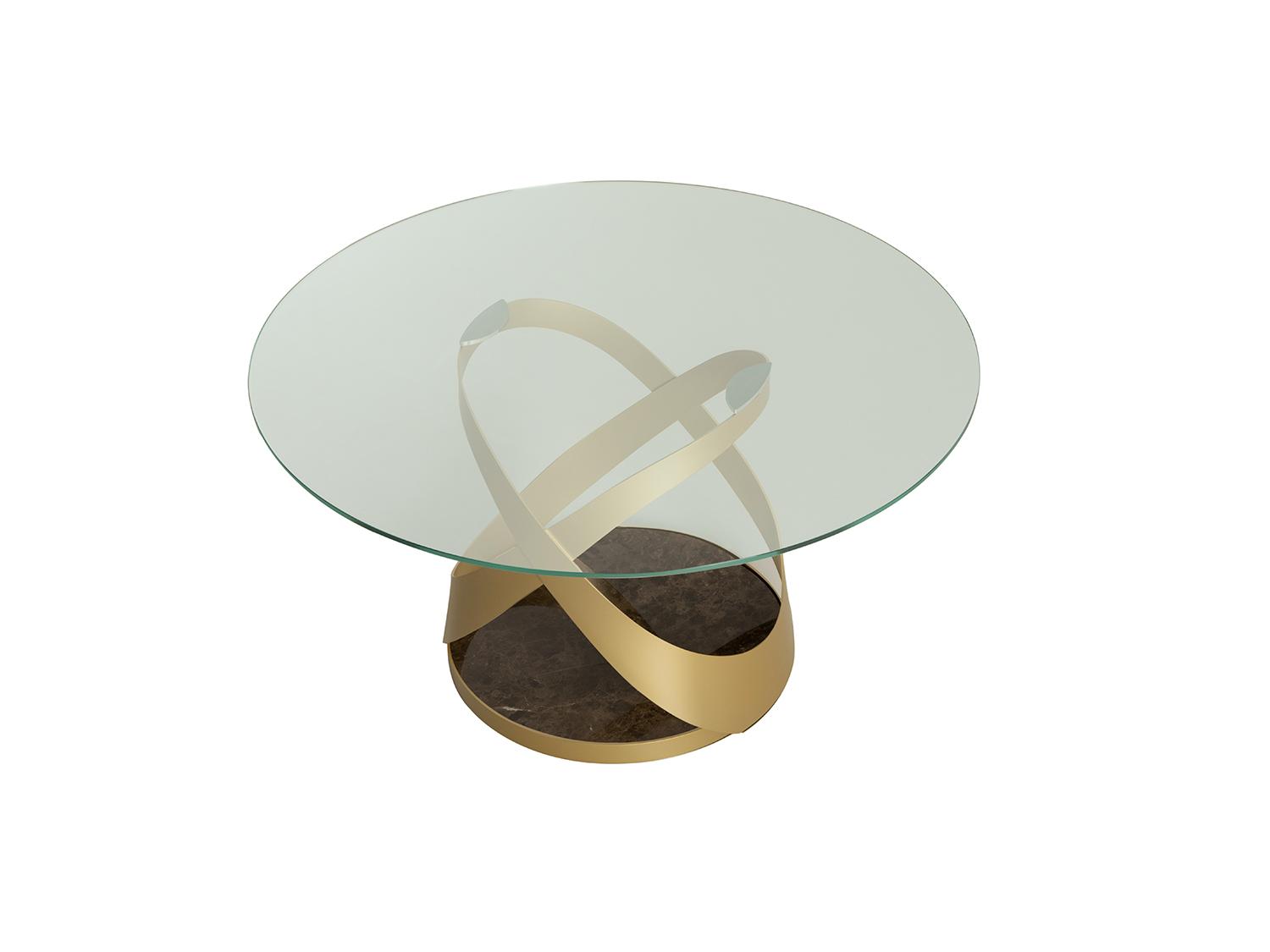 Tavolo rotondo di design in vetro e marmo Capri